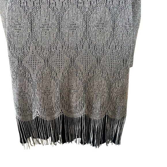 Vintage 90s / Y2K | Eye Candy | Silver Metallic | Tie Front | Fringe Cardigan - Picture 7 of 11